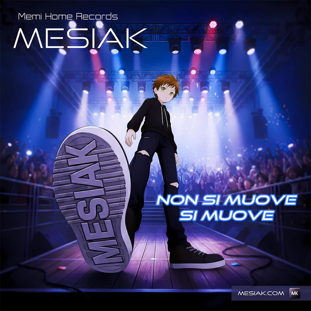Copertina del nuovo singolo "Non si muove si muove" di Mesiak Hiro in uscita Luglio 2026 per l'etichetta Memi Home Records