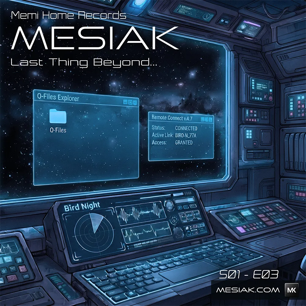 Copertina del nuovo Episodio S01E03 "Ricordi del passato" di Mesiak Hiro - Saga: Mesiak Last Thing Beyond - Anno 2026 per l'etichetta Memi Home Records