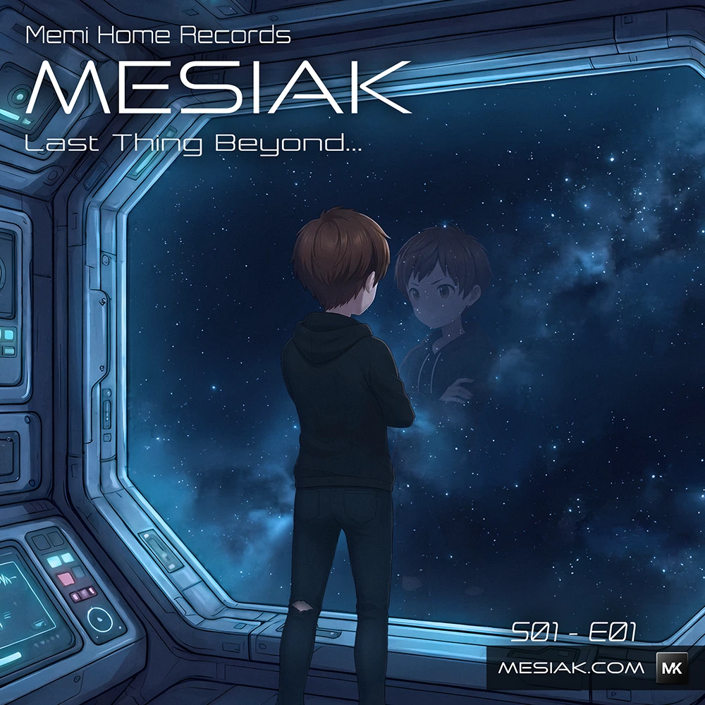 Copertina del nuovo Episodio S01E01 "Viaggio nell'ignoto" di Mesiak Hiro - Saga: Mesiak Last Thing Beyond - Anno 2026 per l'etichetta Memi Home Records